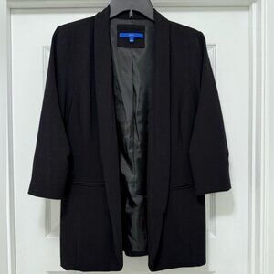 Apt. 9 Women's Open Front 3/4 Length Ruched Sleeves Black Blazer